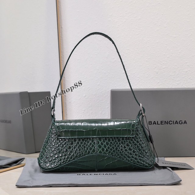 Balenciaga專櫃爆款鱷魚紋墨綠女包 巴黎世家小號XX系列腋下包 fyj2016